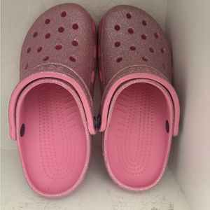pink glitter crocs